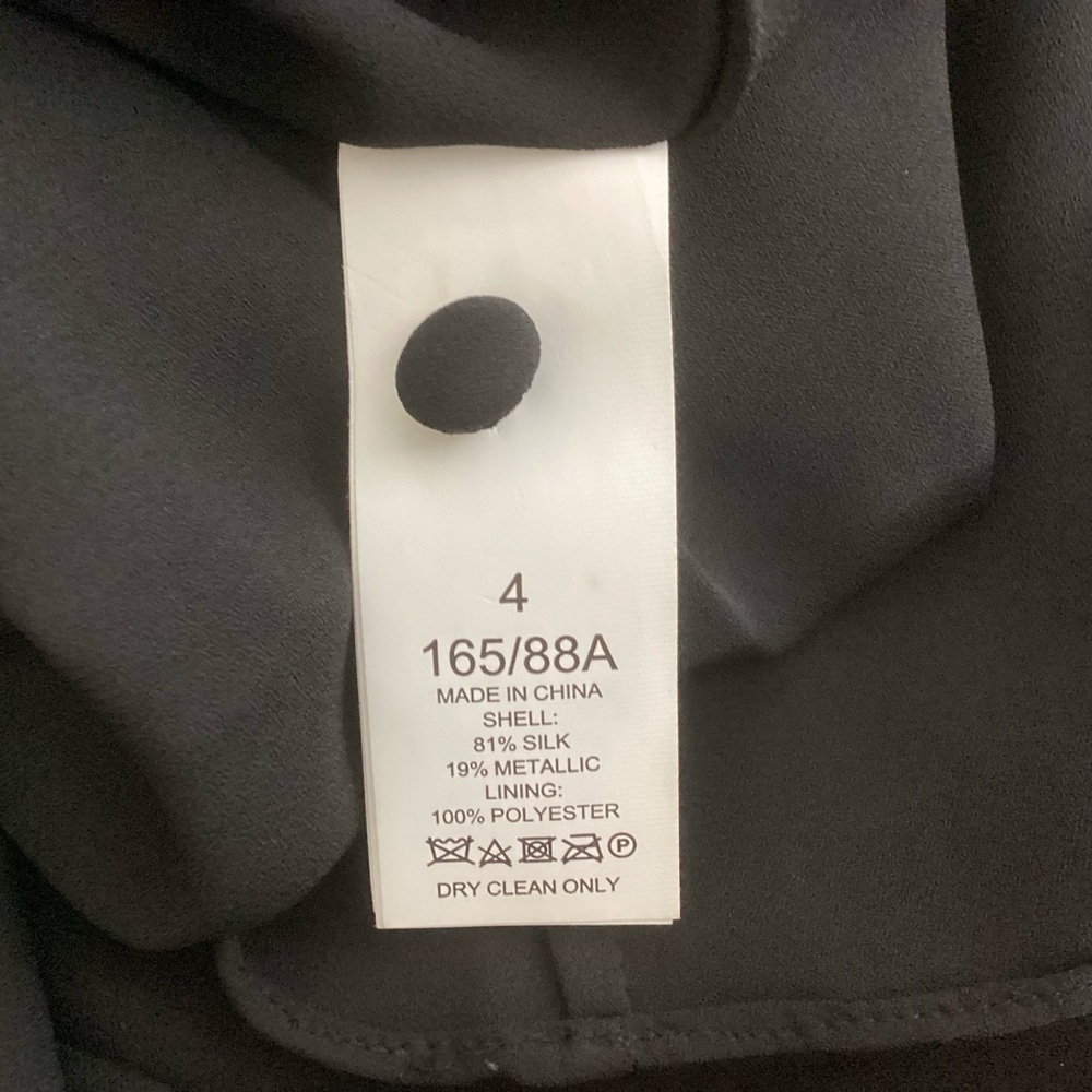 Kate Spade Black Floral Dress Silk Metallic Sz 4 - Picture 11 of 12